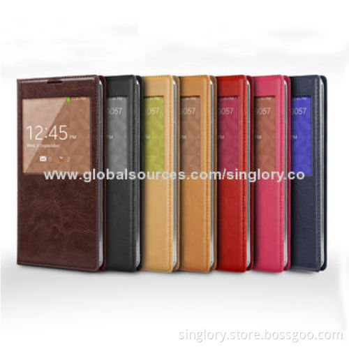 New Arrival High-quality Leather Mobile Phone Cases for Samsung Galaxy S5/V with S-view and Card